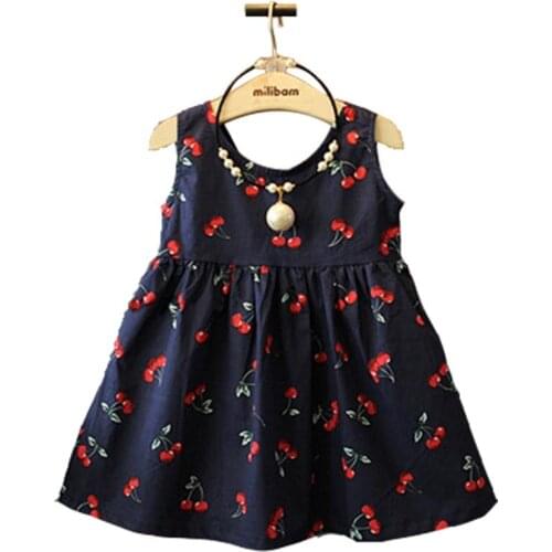 2019 New Baby Dress Toddler Girls Summer Princess Dress Kids Strawberry Print Baby Party Wedding Beach Casual Sleeveless Dresses