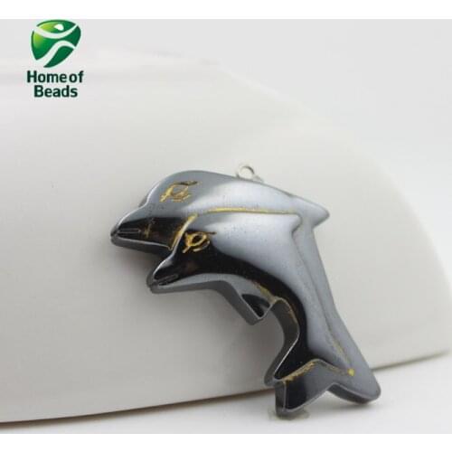 Hot sale fashion hematite Golden Dolphin pendant accessories diy accessories (50 pieces/lot) HP1107