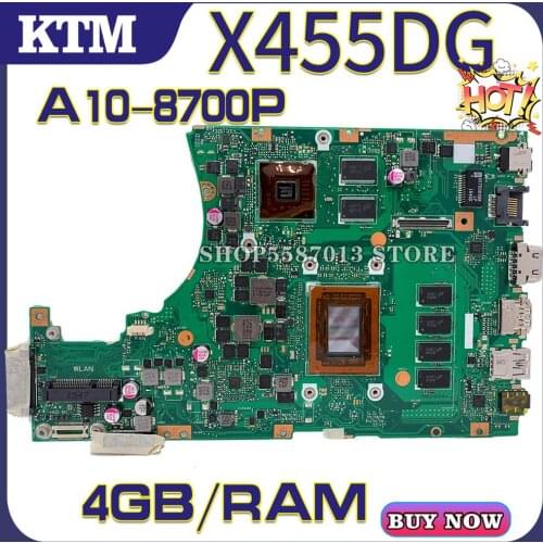 X455DG for ASUS X455D X455YI F455D A455D K455D R454Y R455D laptop motherboard R454Y mainboard test OK A10-8700P cpu 4GB-RAM