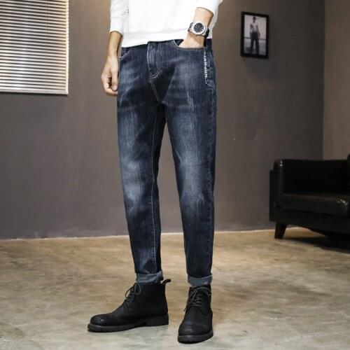 Mens Jeans casual cotton Denim straight cotton loose work long pants jeans blue black pants For 4 seasons TPK05