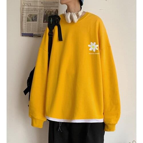 Male Japanese Streetwear Clothing Men Flower Harajuku Spring Hoodies 2021 Pullovers Mens Korean Fashions Sweatshirts