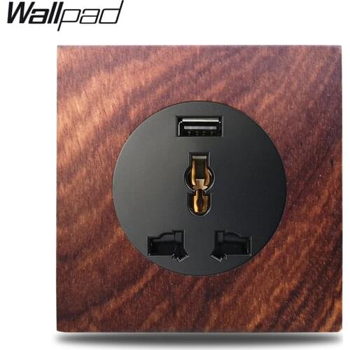 Wallpad L6 Genuine Wood Panel International Universal Socket with 2100mA USB Charger EU UK US Electric Socket Wall Power Outlet