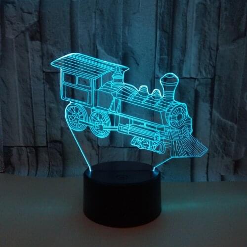 Train 3D Visual Illusion Lamp Transparent Acrylic Night Light Led Color Changing Touch Table Bulbing Lambas