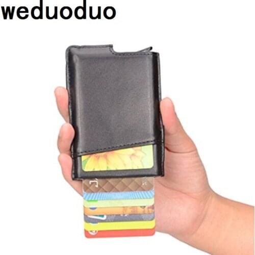 2019 New Style Men Credit Card Case Genuine Leather Business Card Holder Anti-theft RFID Wallet Automatic credit card wallet