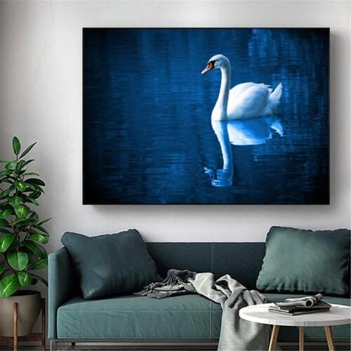 Lake White Swan Inverted Image Picture Poster Canvas Print Painting Wall Art Living Room Home Decoration