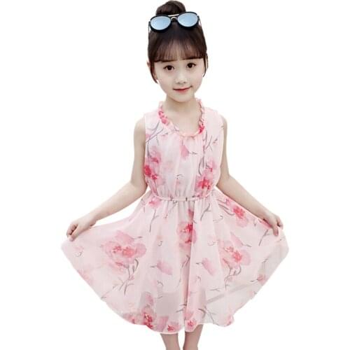 Dress For Girls Floral Pattern Dress For Girl Ruffles Dress For Kids Summer Costume For Girls Casual Style