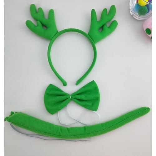 10pack Christmas Deer Elk Antler Headband Bow Tie Tail Paws Cosplay Costume Set Birthday Party Performance Props Halloween