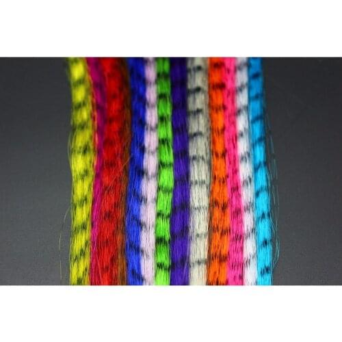 Tigofly 12 Packs 12 Colors Synthetic Fibres Zebra Strips Veins Pseudo Hair Fibers Black Barred Fly Tying Materials