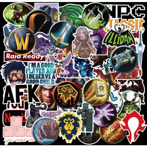 50 Pcs World of Warcraft Tribal Hero Reflective Car Sticker Decal for Water Bottles Photo Luggage Laptop Skateboard Stickers