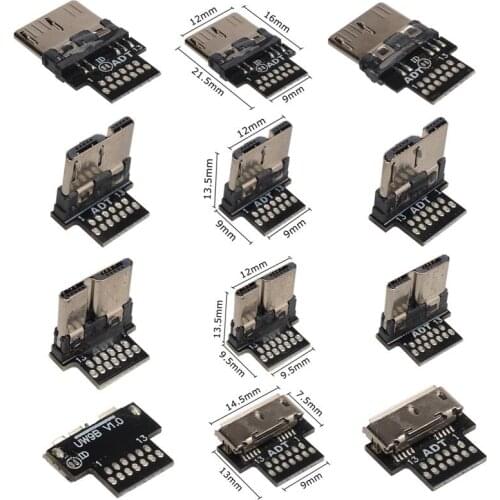ADT-Link DIY USB 3.0 Micro B Angled Connector USB 3.0 Micro-B Male/Female Welding 13Spot Adapter TX-TX / TX-RX Conversion Head