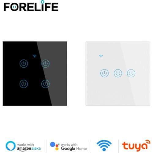 TUYA WiFi Smart Touch Switch 1/2/3/4 Gang EU Standard Smart Life Neutral Wire and Live Wire (Universal) Alexa Google Home