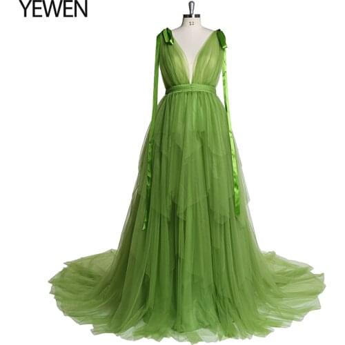 Formal Evening Dresses 2020 New V Neck Tulle Long Party Gowns Robe Soiree Sexy Yewendress