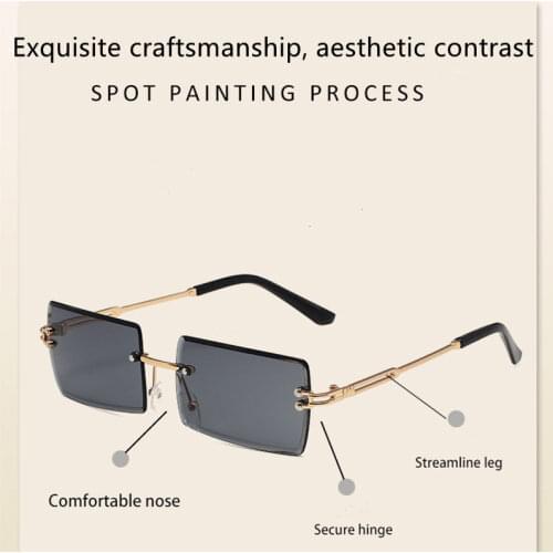 2021 Retro Sunglasses Women Brand Designer Fashion Rimless Gradient Sun Glasses Shades Cutting Lens Ladies Frameless Eyeglasses