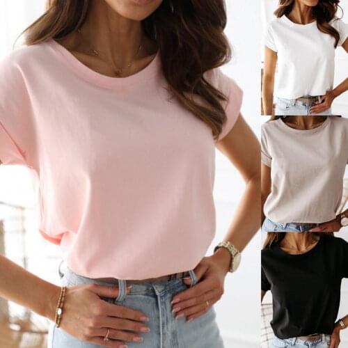 Women Pullover shirts womens sexy tops Blouse Street Shirts Solid Color Loose Pullover Women Short Sleeve Blouse for Work Blouse