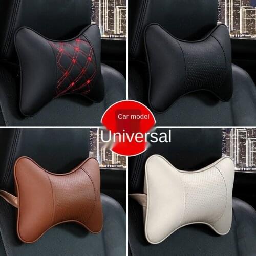 1PCS Car Neck Pillow Headrest Pillows PU Leather + Memory Cotton Auto Neck Rest Cushion Pad Travel Neck Headrest Accessories