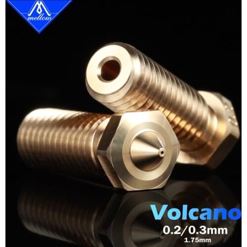 Mellow High Precision 1Pcs NF-Volcano 0.2MM/0.3MM M6 Brass Nozzle For 3D printer 1.75MM Filament E3D Volcano Sidewinder X1