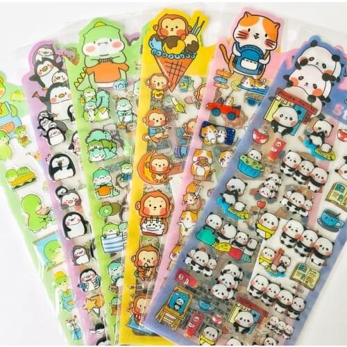 1pc Cartoon Animal Friends Panda Tortoise Cat Penguin Crystal Stickers Stationery Diary Decoration