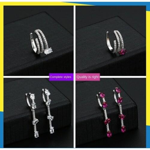 2020 new charm luxury ruby long diamond sparkling earrings classic retro temperament wild niche design womens brand jewelry