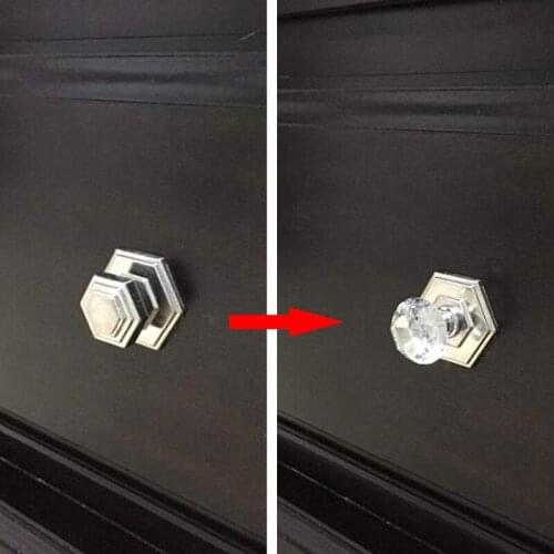 30mm Handles Crystal Glass Shape Design Knob Cupboard Drawer Pulls Door For Kitchen Cabinet Wardrobe Handles Hardware