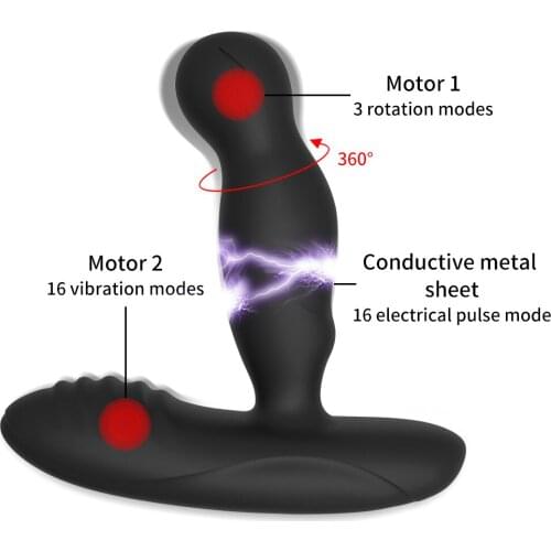 360 Rotating Prostate Massager G-spot Anal Plug Silicone Male Masturbation Sex Products Vibrating Sex Toys for Men Wireless