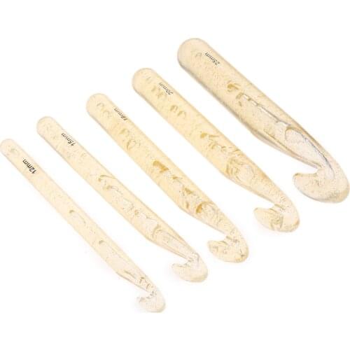 4/5Pcs Large Size Plastic Handle ABS Transparent Craft Crochet Hooks Knitting Needles Yarn Weave Loom DIY Sewing Tools 12mm-25mm