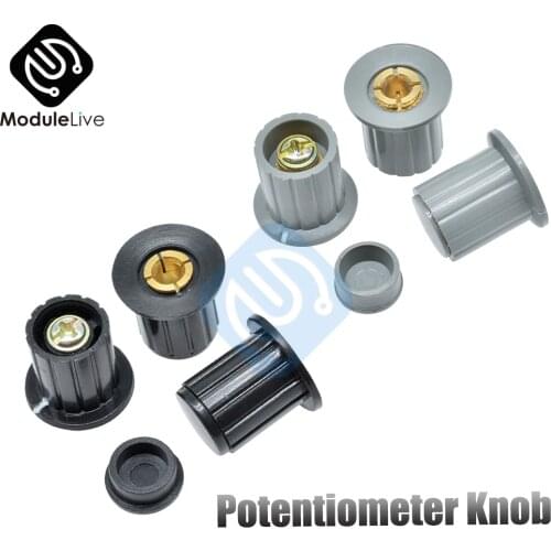 5PCS/Set Gray Black Potentiometer Knob Adjustable 4mm 6mm 6.35mm Insert Diameter Wirewound Potentiometer Cap WXD3-13 WXD3-12