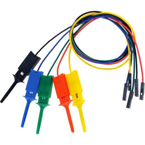 5PCS 30CM Female Head Line To Flat Test Hook Clip Logic Analyzer Cable Gripper Probe Test Clamp Kit Test Flat Hook Connection