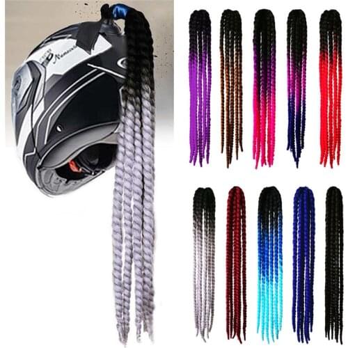 60cm Punk Style Motorcycle Scattered Gradient Ramp Helmet Braids Twist Braid Horn Motocross Motorbike Off Road Moto Decor Braids