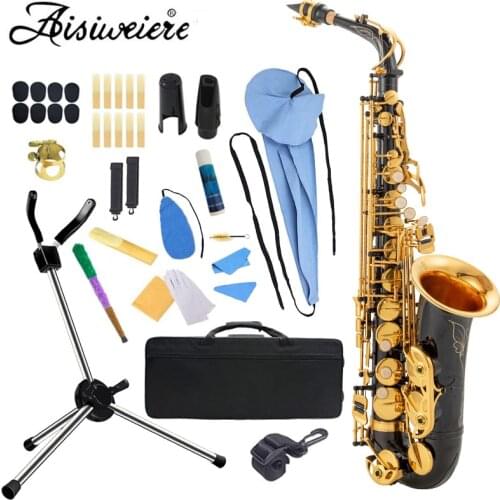 Aisiweier Eb Alto Saxophone New Arrival Brass black and Gold Lacquer Music Instrument E-flat Sax with Case Accessories
