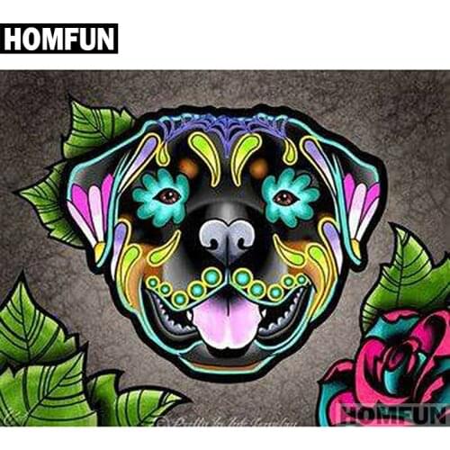 HOMFUN Full Square/Round Drill 5D DIY Diamond Painting "Skull dog" Embroidery Cross Stitch 5D Home Decor Gift A01440