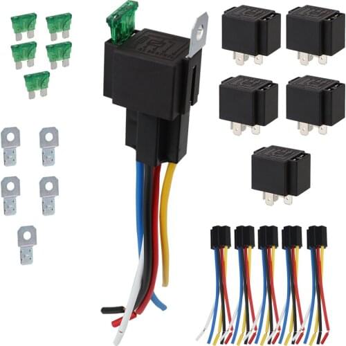 Automotive Electrical Relays With Wires Car Fuse 5 Pin SPST Blade Fuse Relay Switch Harness Set 30A Car Accessories 5pcs/set