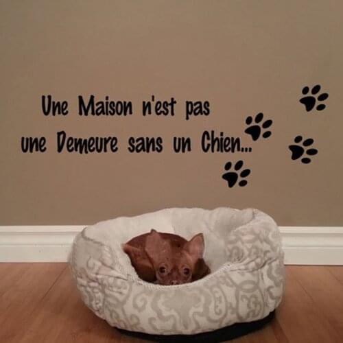 Free shipping Lettrage Une maison n'est pas une demeure sans un chat Lettering wall stickers dog cat home decoration,fr2002