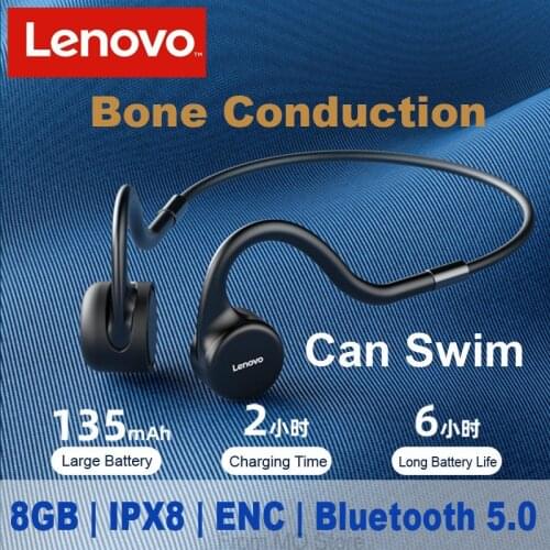 Lenovo X5 Bone Conduction Headphones Bluetooth Wireless Sports Earphone IPX8 Headset Stereo Can Swimming Built in 8GB Storage