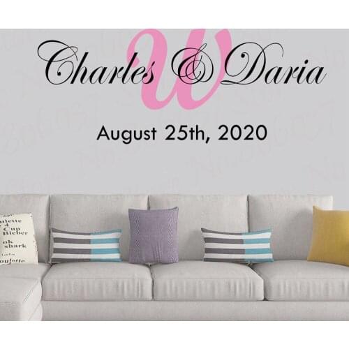 Large Size Personalized Date Names Wedding Decoration Personalized Name Wall Stickers Wedding Design Floor Decor Sticker WL693