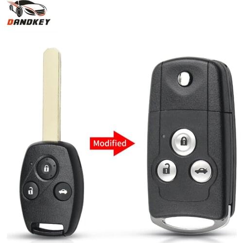 Dandkey 2/3/4 Buttons Uncut HON66 Modified Flip Remote Car Key Shell For Honda Fit Accord Civic CRV Pilot Insight Jazz HRV Fob