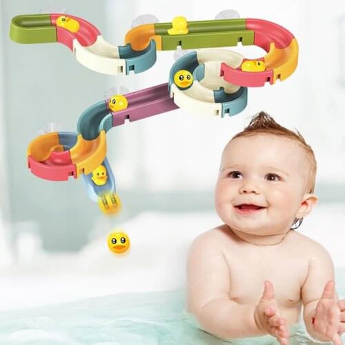 Baby Bath Toys DIY Assembling Track Slide Suction Cup Orbits Bathroom Bathtub Children Shower Toy Water Game For 3 4 5 Years Old