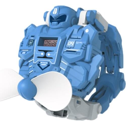 Kids Robot Transformation Fan Wristwatch Toy Robot Electronic Watch Children Sports Cartoon Watches Fan Kids Summer Gifts