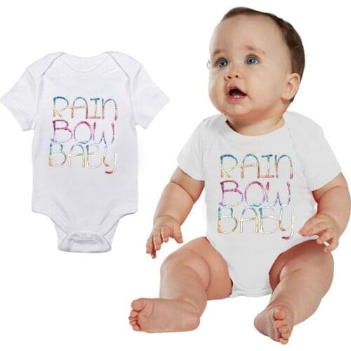 DERMSPE 2019 New Newborn Baby Girls Boys Short Sleeve Letter Print Cotton Baby Romper Jumpsuit Baby Clothes White Hot Sales