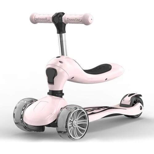 F14 Childrens scooter 2 can ride 1-3-6 year old childrens skating triple-in-one babys scooter female students flash