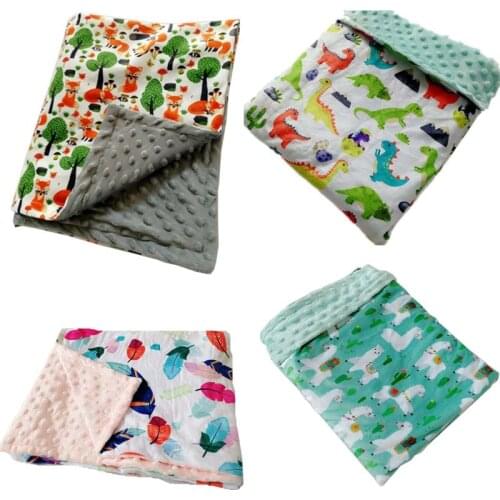 Baby Blanket & Swaddling Newborn Thermal Soft Fleece Mini Bobble 2 Layer Blanket Bedding Set Cotton Quilt (75 x 120cm)