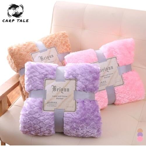 Double Jacquard Plush Blanket Crystal Velvet Sofa Throw Blankets For Bed Office Travel Solid Color Soft Warm Winter Bedspread