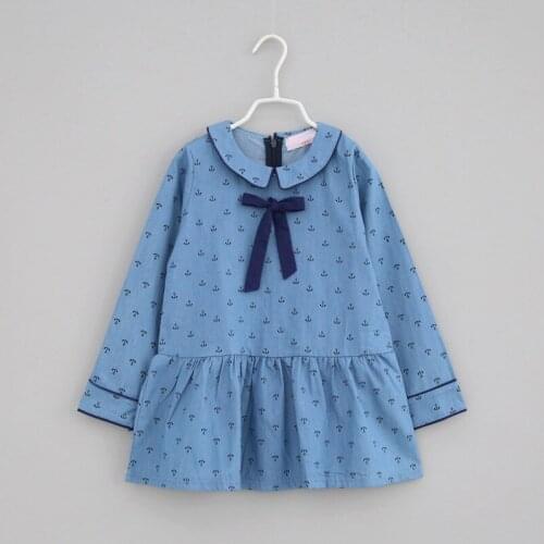 Girls denim dress little girls dresses spring 2020 cotton kids girl long sleeve dress children clothes size for 2345 6 7 8 years