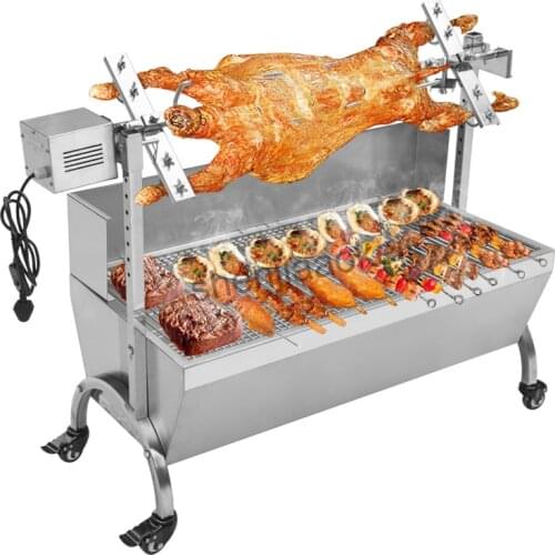 Stainless Steel BBQ Grill Charcoal Pig Spit Roaster Rotisserie Barbeque machine Multifunctional Electric barbecue grill