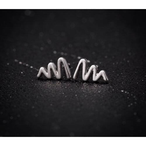 Jisensp Silver Plated Earrings Simple Design Geometric Curve Stud Earrings Fashion Jewelry for Women Girls Christmas Gift