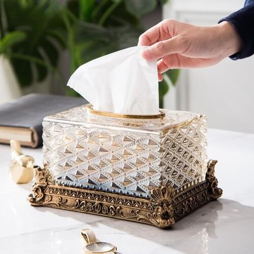 Classical Tissue Box Removable Tissue Boxes Dinner Table Napkin Holder Crystal Paper Towel Organizer Box Vintage Home Decor