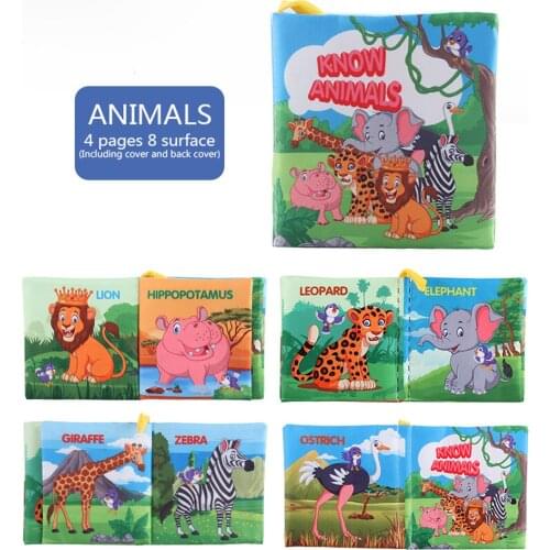 Animal Cognition Infant Newborn Baby Soft Fabric Cloth Book Learning Educational Toys For Kids Baby Toddler Tear-resistant Book