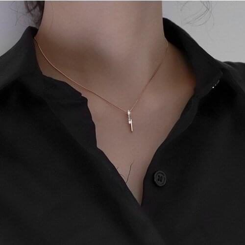 925 Sterling Silver Long Geometric Necklace Shiny Choker Exquisite Party Gift For Ladies Fashion Accessories SNK009
