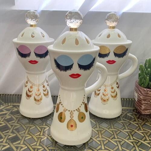 Creative Incense Burner Ceramic Arabic Middle East Islamic Girl With Attractive Eyes Incense Holder for Home Decoration Ornament