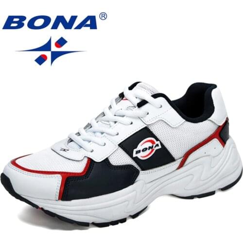 BONA 2021 New Designers Action Leather Running Shoes Men Outdoor Trendy Flat Sneakers Male Athletic Jogging Walking Footwear