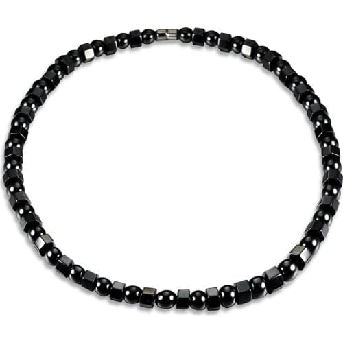 Lureme Womens Magnetic Hematite Polygon and Round Bead Necklace Healing Power for Jewelry (nl005604)
